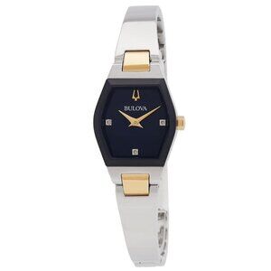 NWT Authentic Bulova Gemini Quartz Diamond Blue Dial Women's Watch